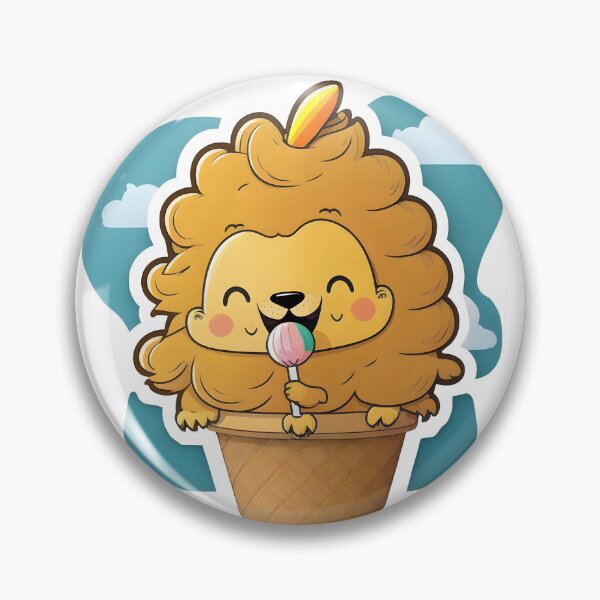 Item preview, Adorable Lion in an Ice Cream Cone Cartoon designed and sold by Sticker-by-Mia.