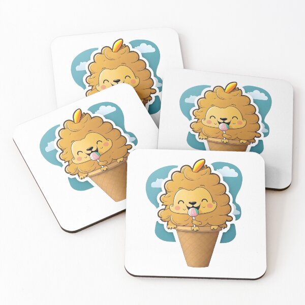 Item preview, Adorable Lion in an Ice Cream Cone Cartoon designed and sold by Sticker-by-Mia.
