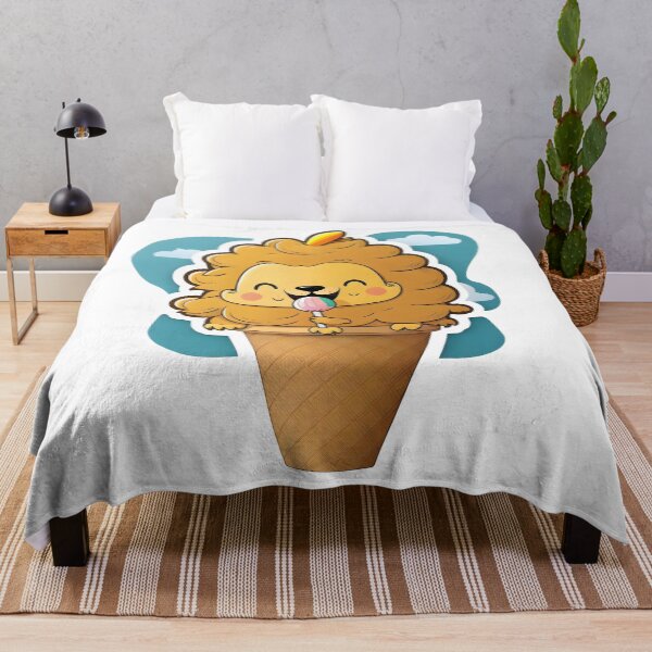Item preview, Adorable Lion in an Ice Cream Cone Cartoon designed and sold by Sticker-by-Mia.