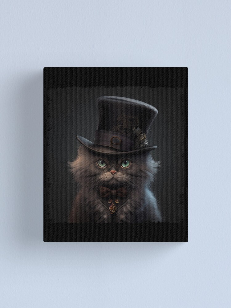 A cat wearing a top hat decorative orders wall art canvas painting