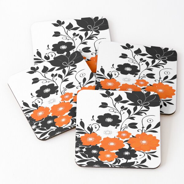 Item preview, Orange Flowers and Swirls of Leaves with a White Background designed and sold by deniselynnimage.