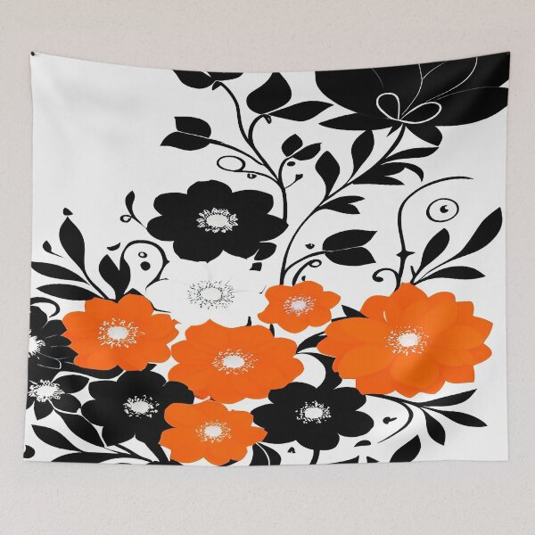 Item preview, Orange Flowers and Swirls of Leaves with a White Background designed and sold by deniselynnimage.