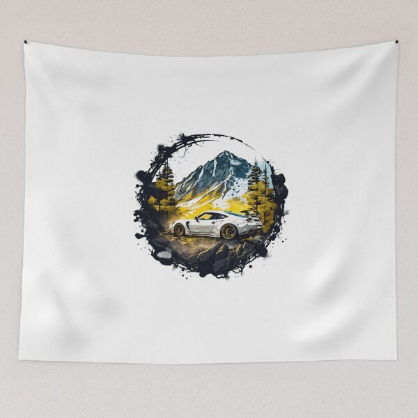 Item preview, Action shot of a white sport car cruising in the mountain 2 designed and sold by Xiangster987.