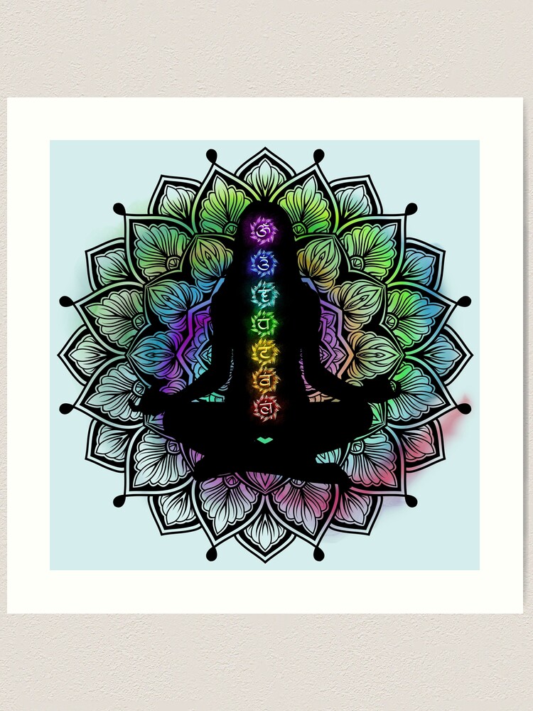 Handmade Indian Floral 7 Chakras Print Mandala Wall Hanging Poster