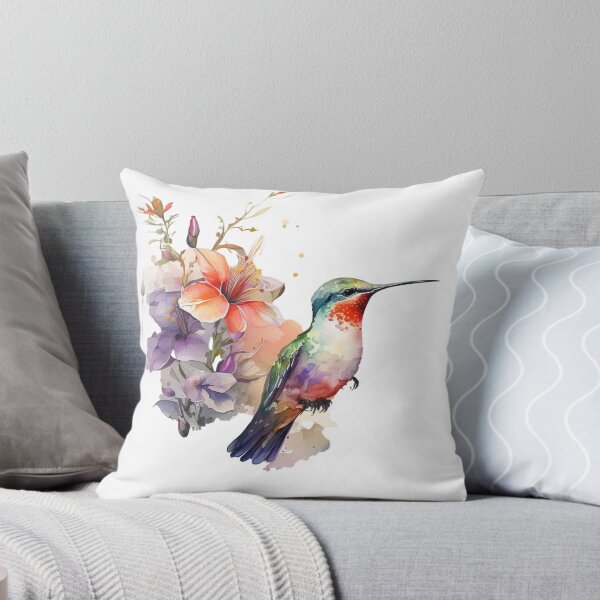 Artikelvorschau, Bunter Aquarell-Kolibri und Blumen entworfen und verkauft von printiesart.