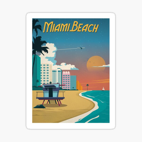 Vista previa del artículo con la obra «Cartel Vintage Miami Beach», diseñado y vendido por TeamBride.