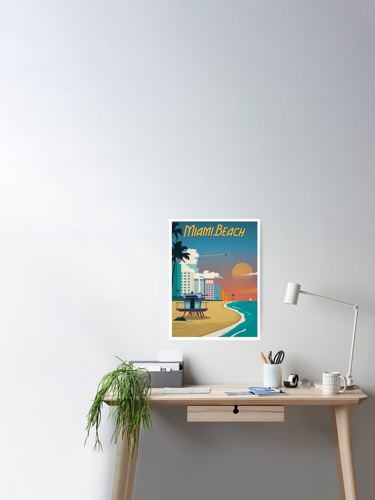 Vintage Miami Beach Poster Poster Von Teambride Redbubble