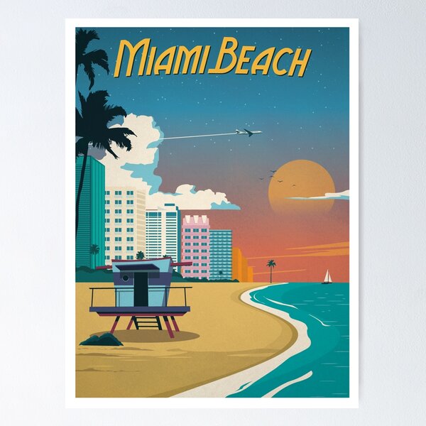 Item preview, Vintage Miami Beach Poster designed and sold by TeamBride.