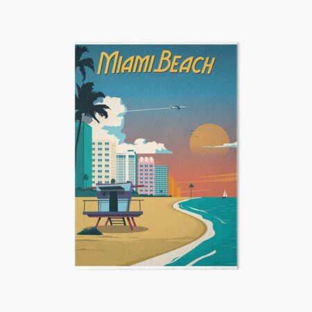 Vintage Miami Beach Poster Art Board Print