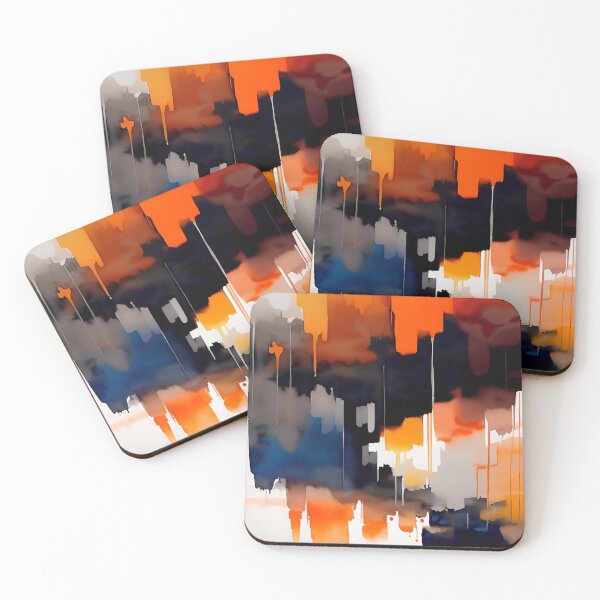 Item preview, Abstract Orange Blue White and Black Dripping Paint designed and sold by deniselynnimage.