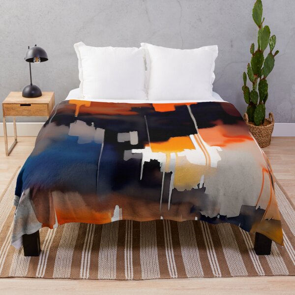 Item preview, Abstract Orange Blue White and Black Dripping Paint designed and sold by deniselynnimage.