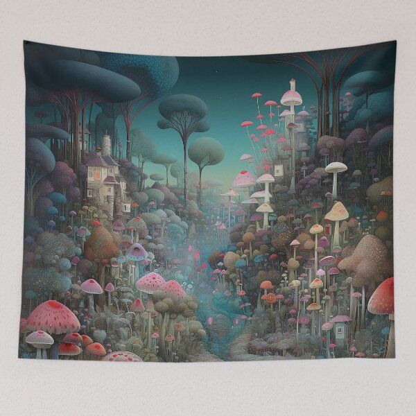 Item preview, Abstract Mushroom Fantasy Landscape designed and sold by rudekitten.