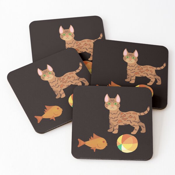 Item preview, Bengal cat & Tiko fish playing ball designed and sold by sandra-merch.