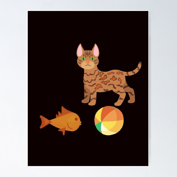Item preview, Gato de Bengala y pez Tiko jugando a la pelota designed and sold by sandra-merch.