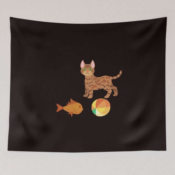 Item preview, Bengal cat & Tiko fish playing ball designed and sold by sandra-merch.