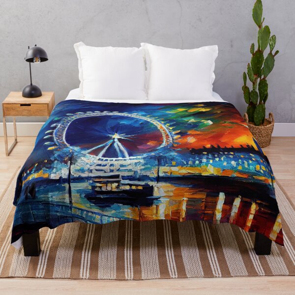 Item preview, London Eye At Night London England Oil Acrylic Paint Style designed and sold by SpookshowDesign.