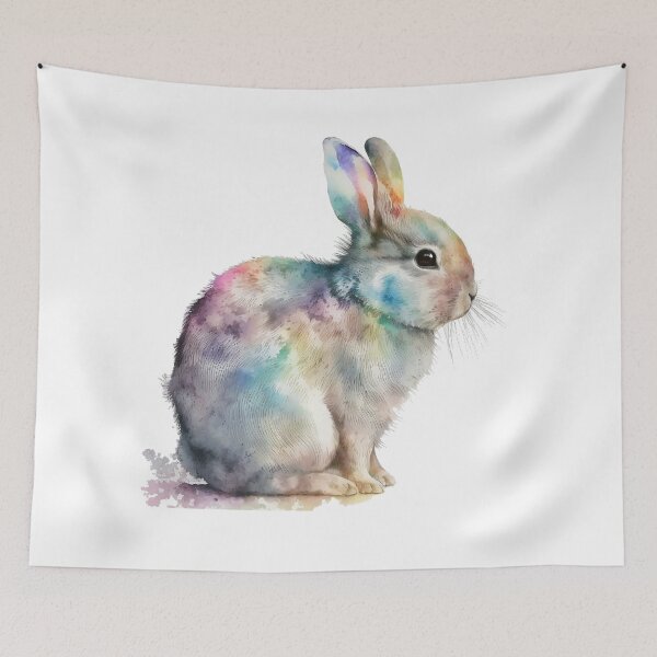 Item preview, Watercolor Rainbow Easter Bunny designed and sold by ImaginePrintsHQ.