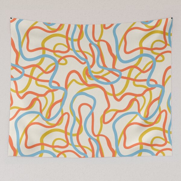 Item preview, Abstract curvy lines pattern in off white designed and sold by Illustrated by Nat.
