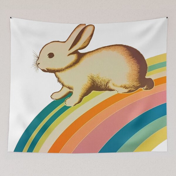 Item preview, Retro vintage Bunny in rainbow designed and sold by ImaginePrintsHQ.
