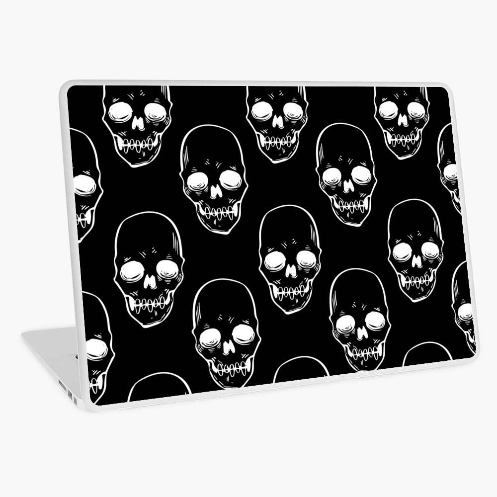 White on Black Simple Skull Pattern Laptop Skin