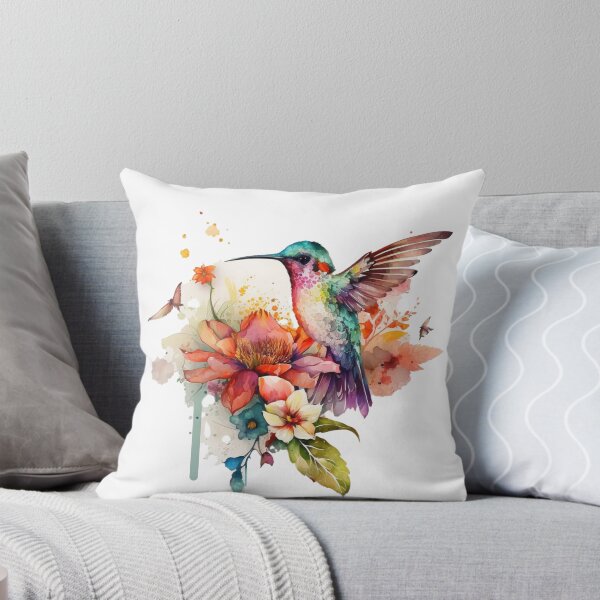 Artikelvorschau, Bunter Aquarell-Kolibri und Blumen entworfen und verkauft von printiesart.