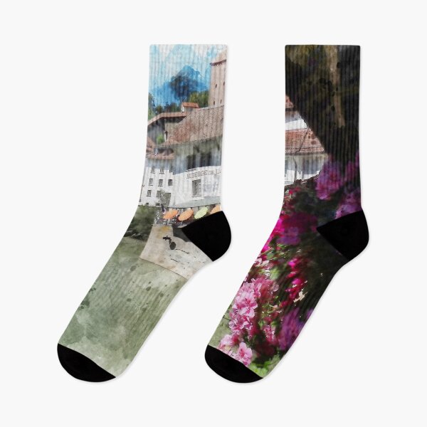 Item preview, Old Town Fribourg Watercolor designed and sold by TwoSmallPtatoes.