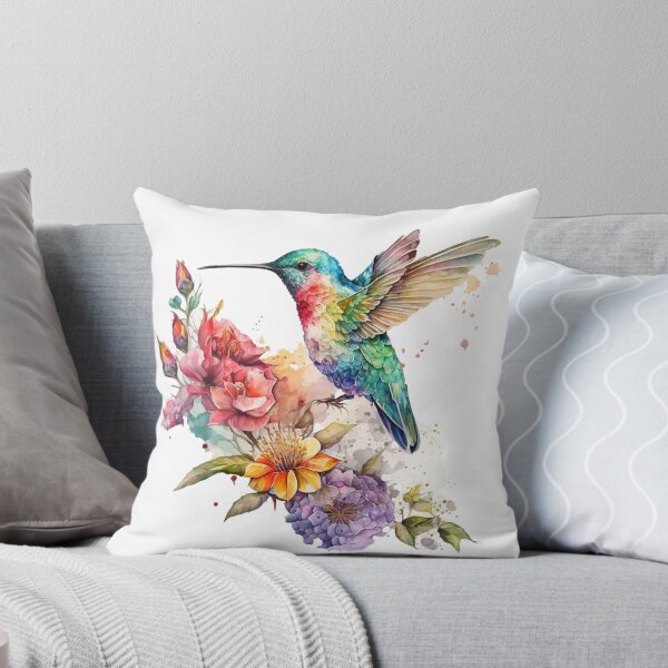 Artikelvorschau, Bunter Aquarell-Kolibri und Blumen entworfen und verkauft von printiesart.