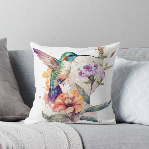 Artikelvorschau, Bunter Aquarell-Kolibri und Blumen entworfen und verkauft von printiesart.