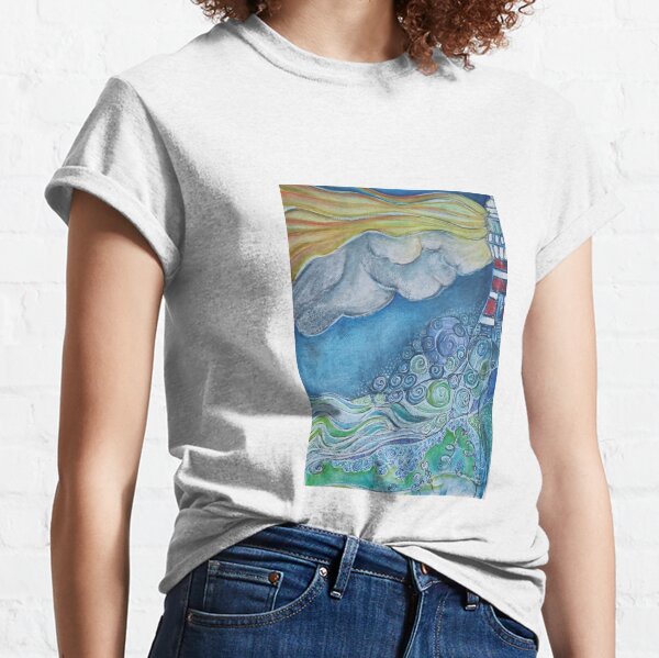 Lighthouse over stormy sea Classic T-Shirt