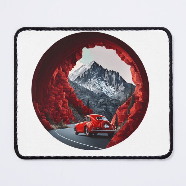 Item preview, A red car navigating a turn in the mountain designed and sold by Xiangster987.