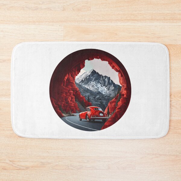 Item preview, A red car navigating a turn in the mountain designed and sold by Xiangster987.