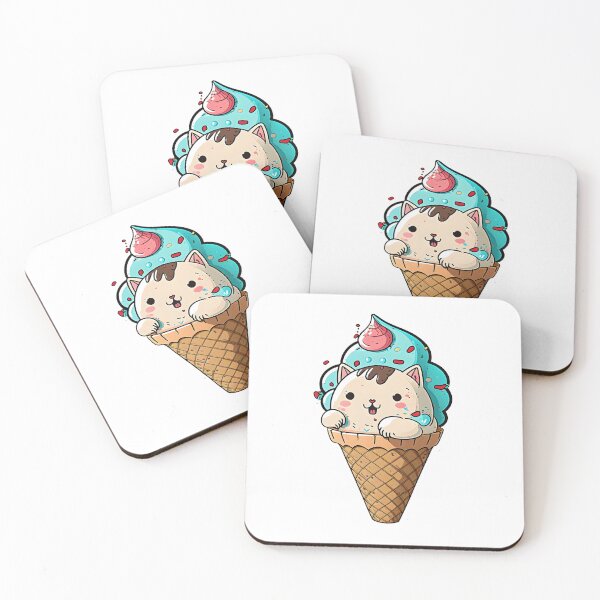 Item preview, Chill with this Cute Ice Cream Kitten designed and sold by Sticker-by-Mia.