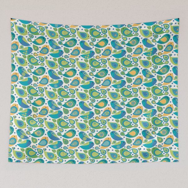 Item preview, Whimsical Modern Colorful Paisley Bird Seamless Repeat Surface Pattern designed and sold by MoePark.