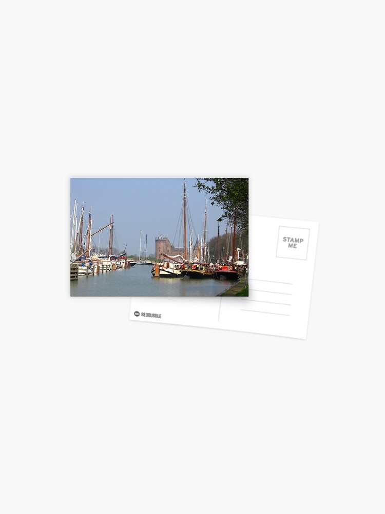 Thumbnail 1 of 2, Postcard, The Harbour and the Castle - along the river Vecht designed and sold by steppeland.