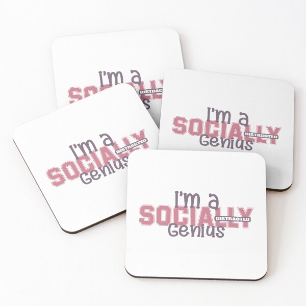 Item preview, I am a Socially Distracted Genius - funny words in purple color designed and sold by Agni Designs.