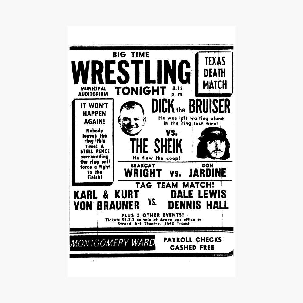 Dick the Bruiser vs. The Sheik Advertisement for Detroit Big Time  Wrestling