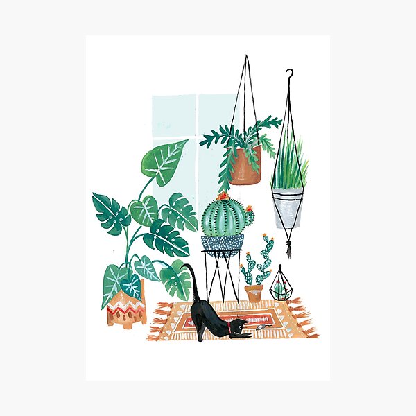 Item preview, Cat in Potted Jungles designed and sold by Amber Davenport.