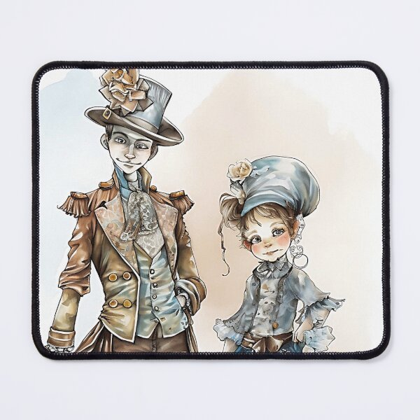 Item preview, Cute SteamPunk Fashion Boy and Girl Illustration designed and sold by ZvekiVintage.