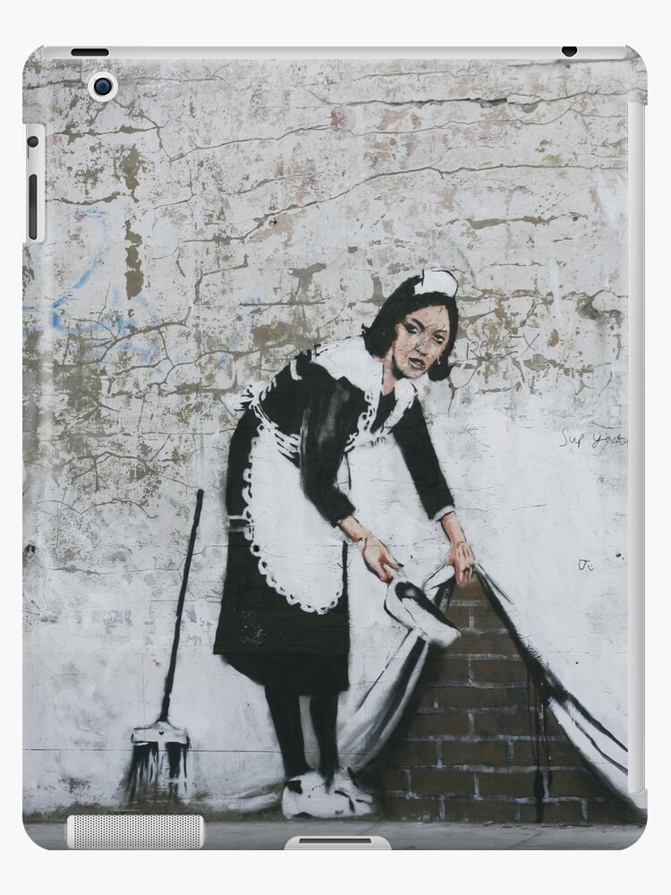 Colorful Spray Paint Stencil Pop Art - Sweep it Under the Carpet Banksy  Maid | Greeting Card