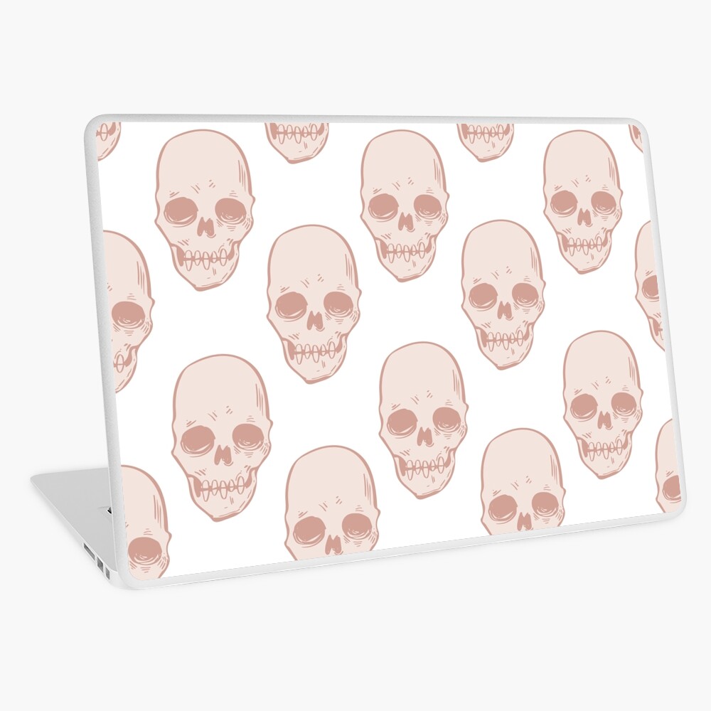 Skull Pattern Pink on White Laptop Skin