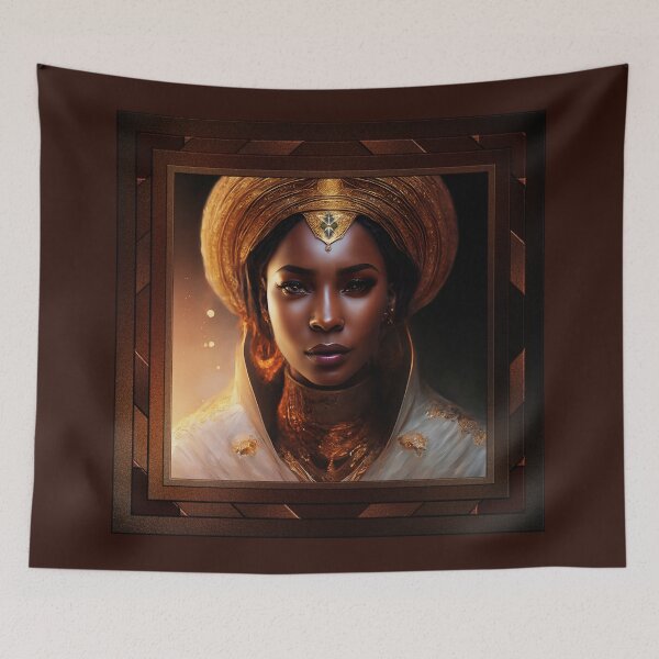 Item preview, The Nubian Queen Of Synthirobi Elegance AI Concept Art by Xzendor7 designed and sold by Xzendor7 Digital Art Creations.