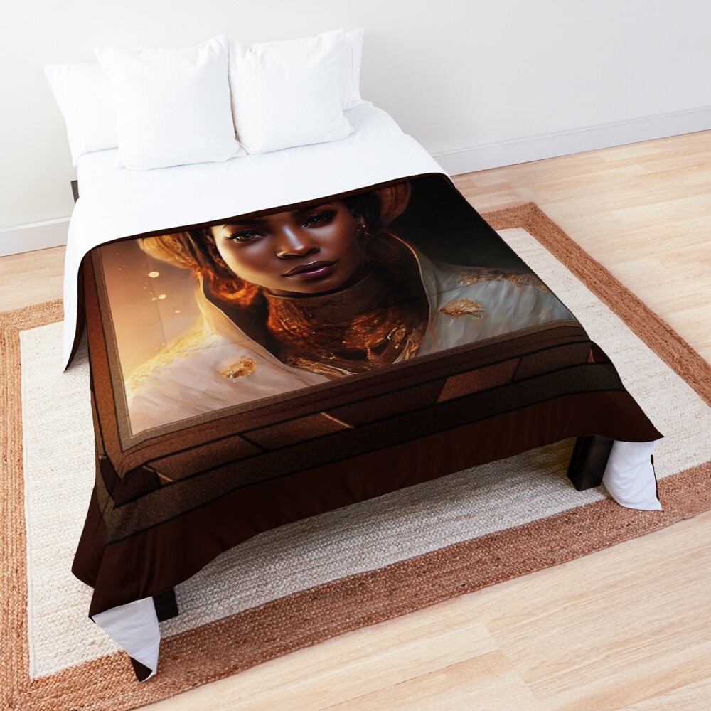 The Nubian Queen Of Synthirobi Elegance AI Concept Art by Xzendor7 Comforter
