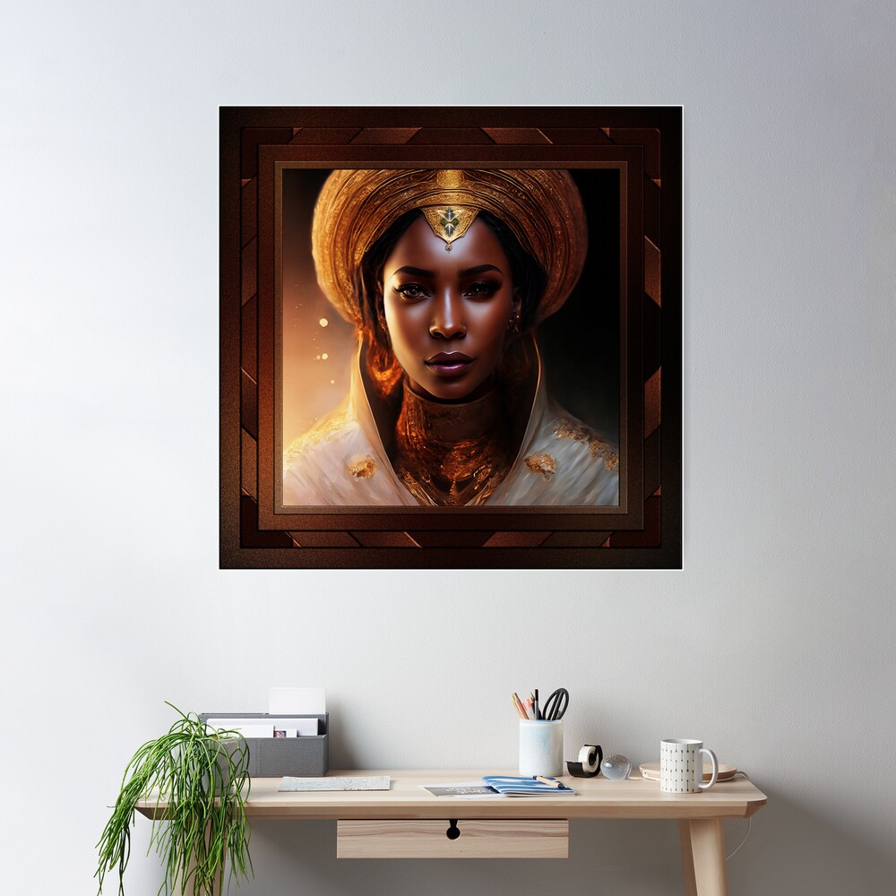 The Nubian Queen Of Synthirobi Elegance AI Concept Art by Xzendor7 Poster

