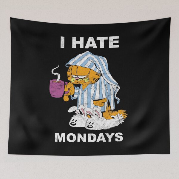 Item preview, I Hate Monday Cartoon Cat Gift Fan designed and sold by ElenaUysal.
