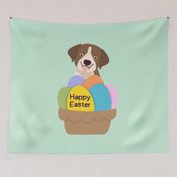 Item preview, German Shorthaired Pointer Puppy with Easter Basket and Colorful Eggs designed and sold by SeasonalDogs.