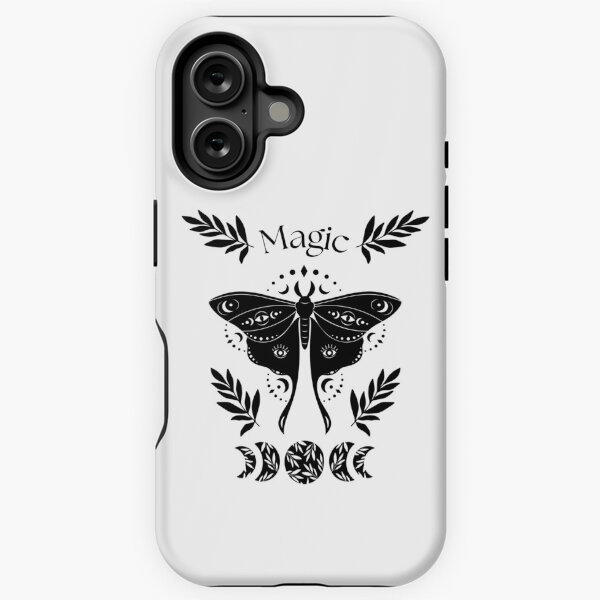 Magic black and white night moth lunar cycle iPhone Tough Case