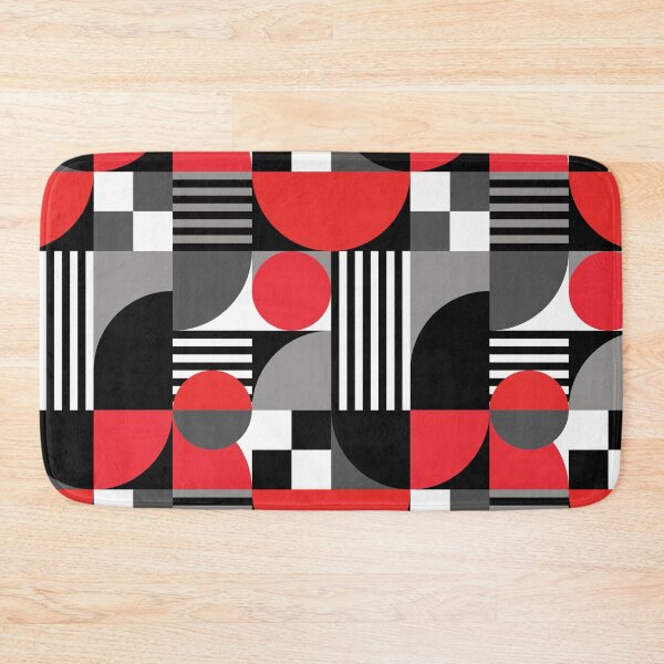 Item preview, Mid-Century Modern Geometric Shapes And Stripes No.2 Red, Gray, Black, White designed and sold by QuestingPixel.