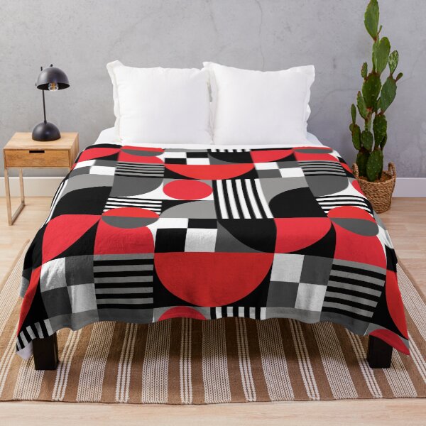 Item preview, Mid-Century Modern Geometric Shapes And Stripes No.2 Red, Gray, Black, White designed and sold by QuestingPixel.