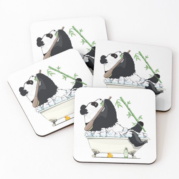 Artikelvorschau, Panda Bear relaxing in the Bath, funny bear bathroom art entworfen und verkauft von Wyattdesign.