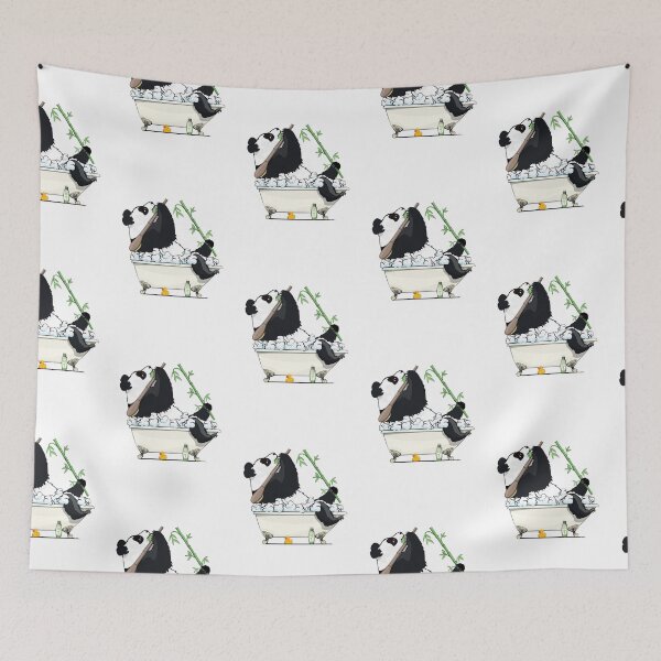 Item preview, Panda Bear relaxing in the Bath, funny bear bathroom art designed and sold by Wyattdesign.